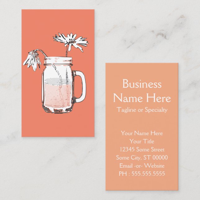 mason jar daisies business card (Front/Back)