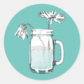 mason jar daisies classic round sticker