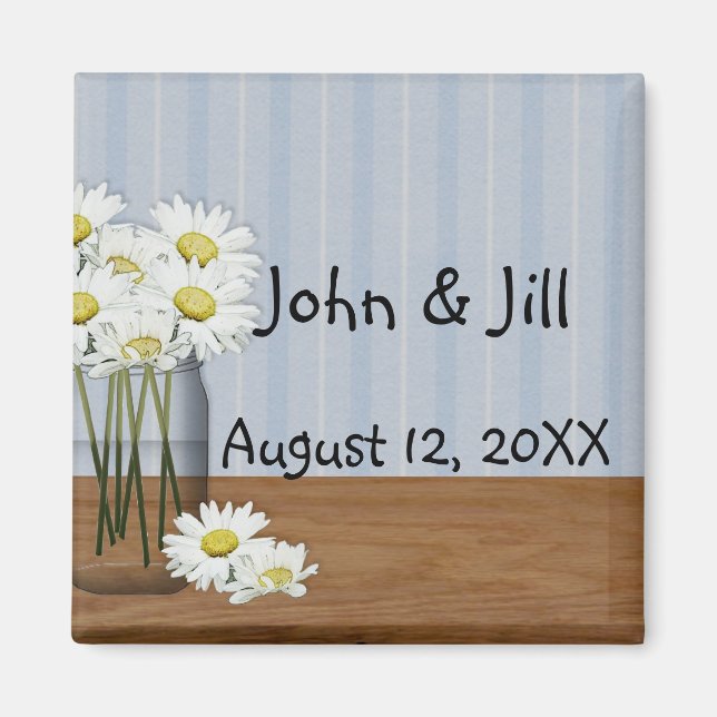 Mason Jar Daisies Favour Magnet (Front)