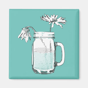 mason jar daisies magnet
