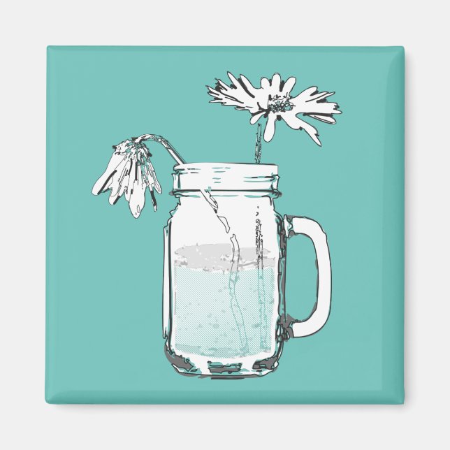 mason jar daisies magnet (Front)