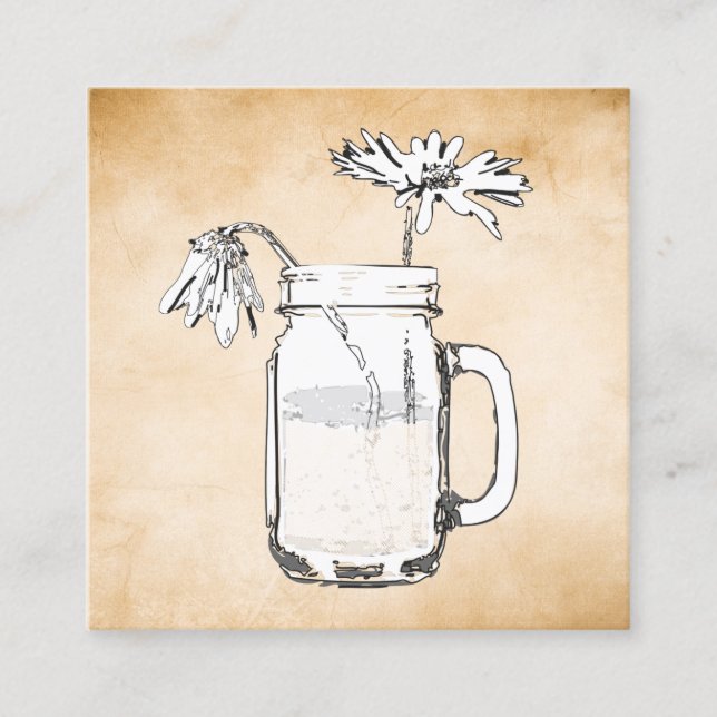 mason jar daisies square business card (Front)