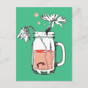 mason jar daisy drowns postcard
