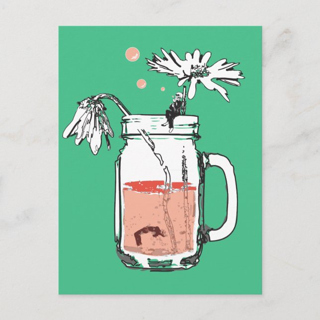 mason jar daisy drowns postcard (Front)