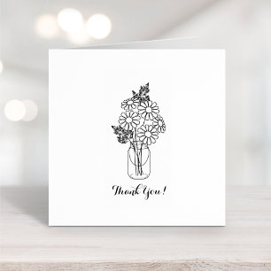Mason Jar Daisy Flowers Thank You Rubber Stamp