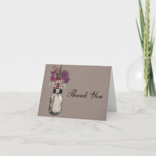 Mason Jar filled with Wilflowers Thank You Card