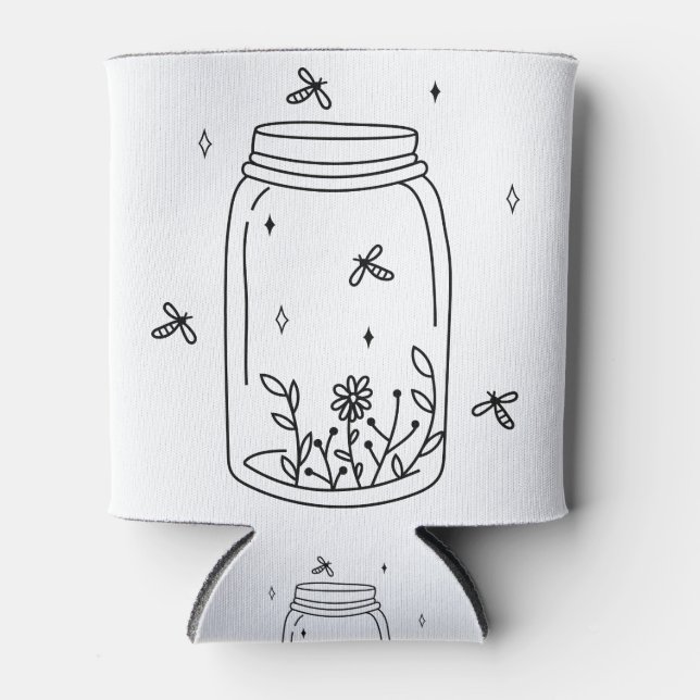 Mason Jar Fireflies Can Cosy Cooler (Front)