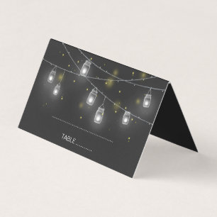 Mason Jar Fireflies Chalkboard Wedding Place Card
