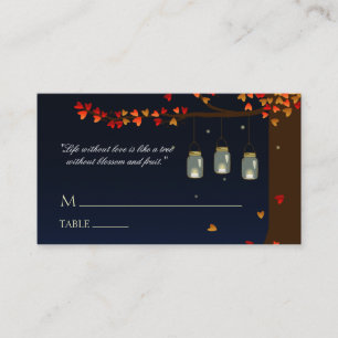 Mason Jar Fireflies Oak Tree Name Cards