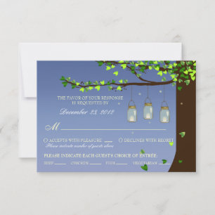 Mason Jar Fireflies Oak Tree RSVP (Meal Options) Card