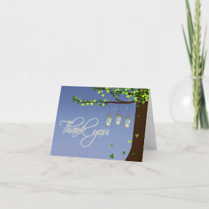 Mason Jar Fireflies Oak Tree Thank You Card