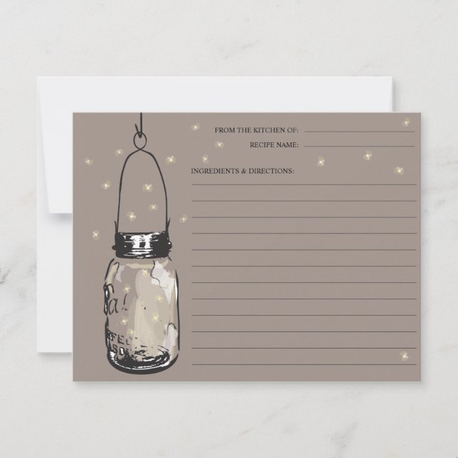 Mason Jar & Fireflies Recipe Card (Front)