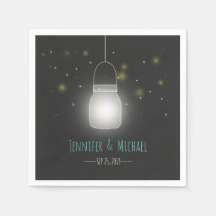 Mason Jar Fireflies Rustic Modern Wedding Napkin