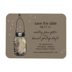 Mason Jar & Fireflies Save the Date Magnet