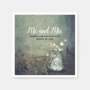 Mason Jar Firefly Lights Rustic Wedding Napkin