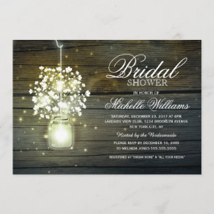 Mason Jar floral rustic bridal shower invitation