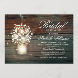 Mason Jar floral rustic bridal shower invitation