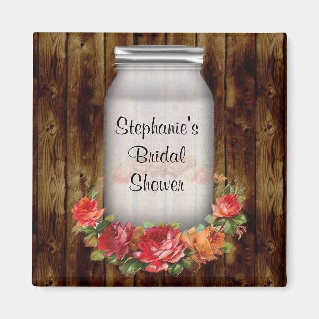 Mason Jar Flower Wreath Bridal Shower Magnet (Front)