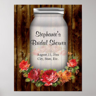 Mason Jar Flower Wreath Bridal Shower Poster
