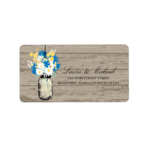 Mason Jar Flowers   Mailing Address Label