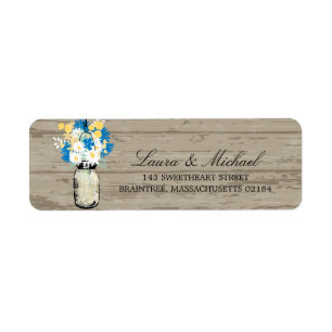 Mason Jar Flowers   Return Address Label