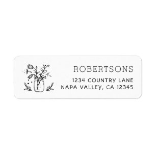Mason Jar Flowers Return Address Label