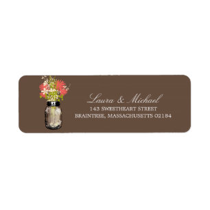 Mason Jar Flowers   Return Address Label