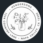 Mason Jar Flowers Round Return Address Classic Round Sticker<br><div class="desc">Create Your Own Classic Round Return Address Sticker. For more advanced customisation of this design,  Please click the "Customise" button above!</div>