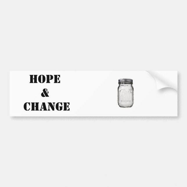 Mason Jar: Hope and Change Bumper Sticker (Front)