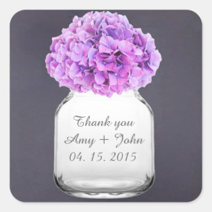 Mason jar hydrangea wedding favours hydrangea8 square sticker