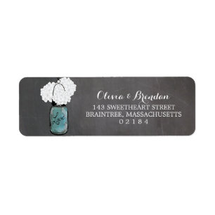 Mason Jar Hydrangeas Chalkboard Return Address Return Address Label
