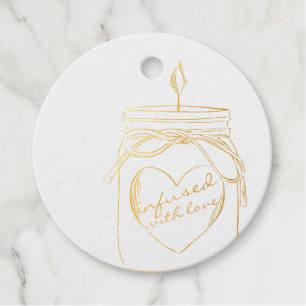 Mason jar infused with love thank you foil favour tags