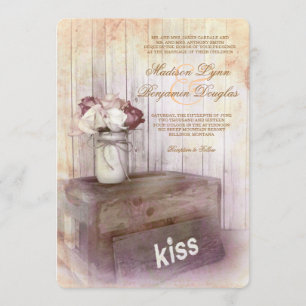 Mason Jar Kiss Wood Rustic Country Wedding Invites
