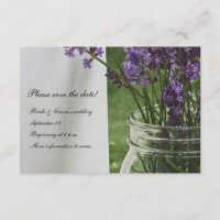 Mason Jar Lavender White Porch save the date