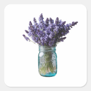 Mason Jar Lavenders Square Sticker