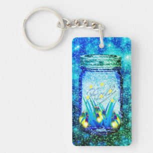 Mason jar lightning bug glowing firefly  magnet key ring