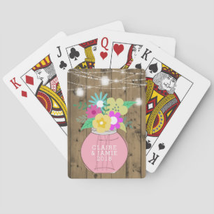 Mason Jar Lights Rustic Wedding Favour Playing Cards