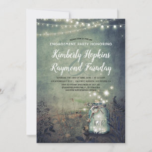 Mason Jar Lights Rustic Woodland Engagement Party Invitation