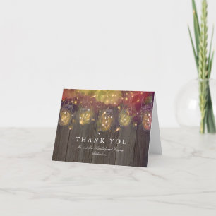 Mason Jar Lights Wedding Thank You Card
