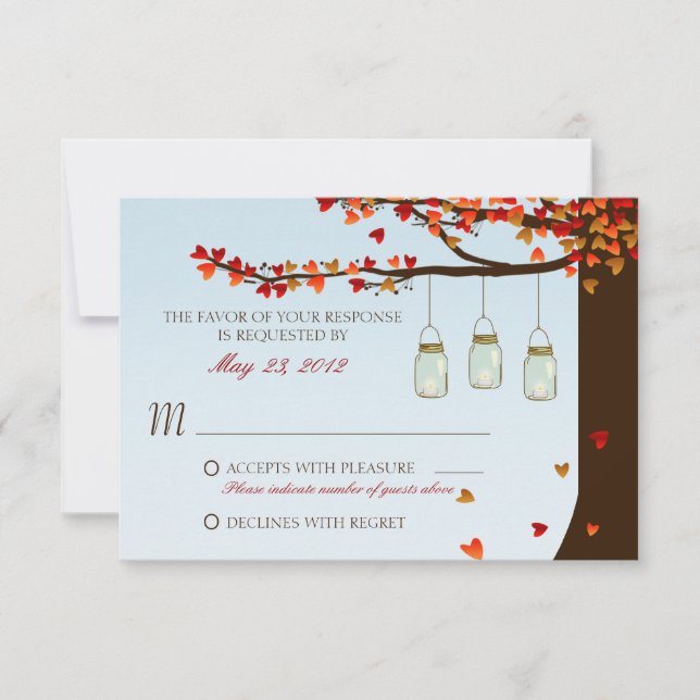 Mason Jar Oak Tree RSVP Card (Front)