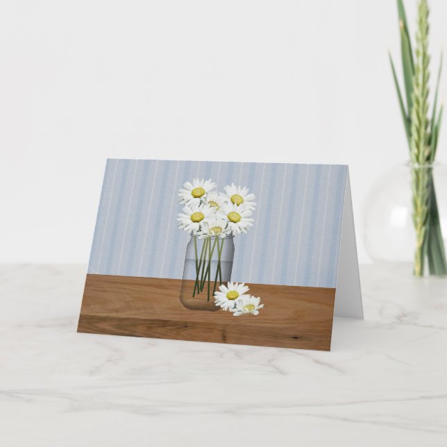 Mason Jar Of Daisies Birthday Card (Front)