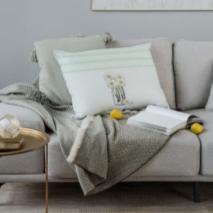 Mason Jar Of Daisies  Decorative Cushion