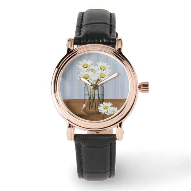 Mason Jar Of Daisies Watch (Front)