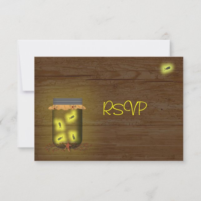 Mason Jar Of Fireflies Reception RSVP Invitation (Front)