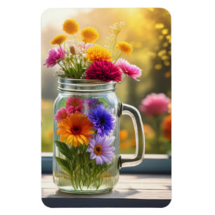 Mason Jar of Wildflowers Magnet