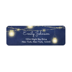 Mason Jar on String Lights Address Label Return Address Label