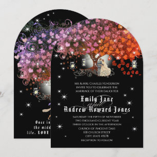 Mason Jar Orchid Evening Heart Leaf Tree Invitation