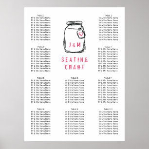 Mason Jar & Pink Heart Wedding Seating Chart 10