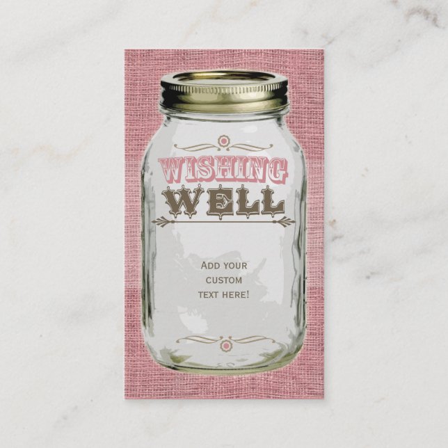 Mason Jar Pink Wishing Well Enclosure Card (Front)