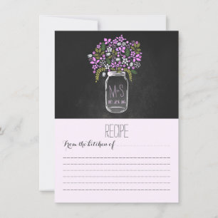 Mason Jar Purple Flowers Recipe Card